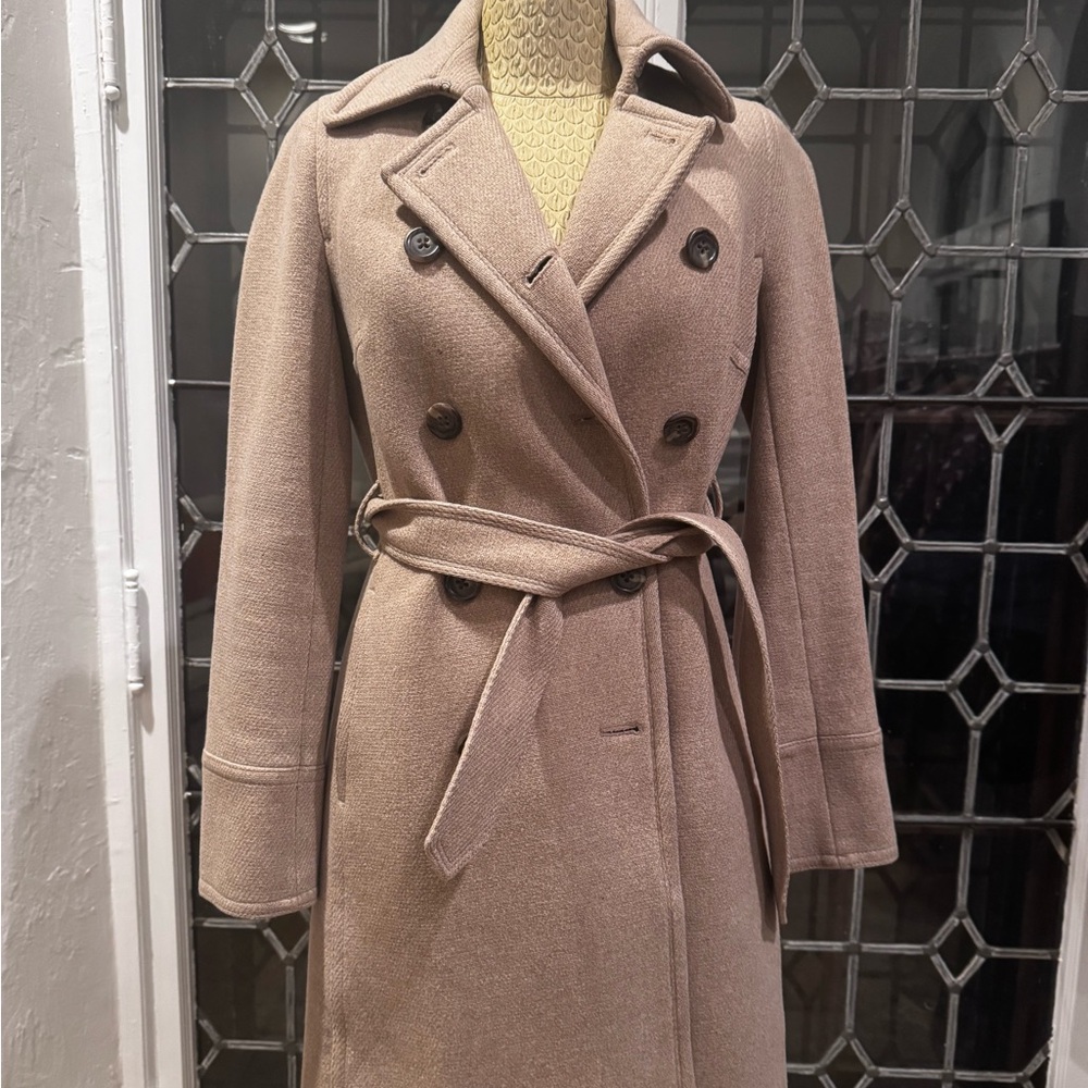J. Crew Tan Double-Breasted Belted Coat